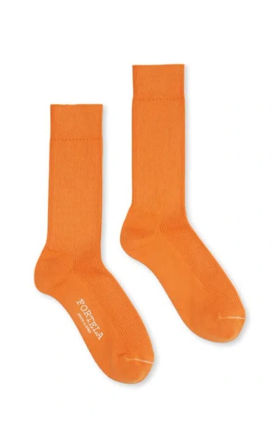 Fortela 2 Mid-length Lisle Cotton Socks In Orange