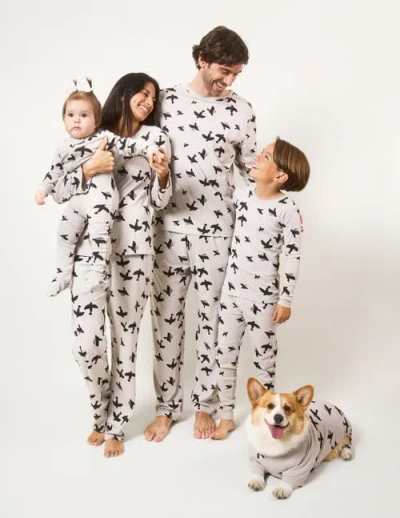 Leveret Loose Fit Cotton Matching Family Pajamas, Animal & Nature Prints In Gray
