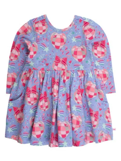 Rufflebutts Knit Long Sleeve Twirl Dress In Pink