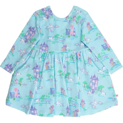 Rufflebutts Knit Long Sleeve Twirl Dress In Blue