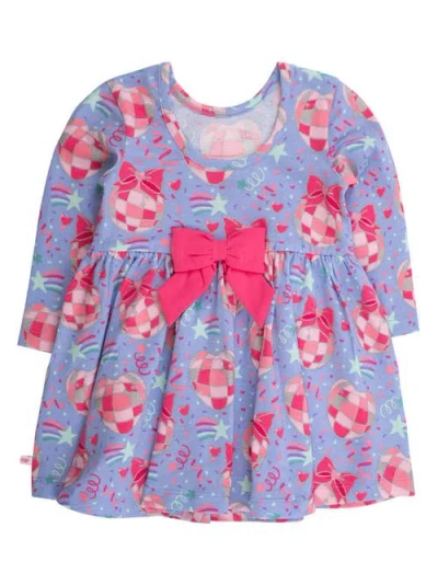 Rufflebutts Knit Long Sleeve Twirl Dress In Blue