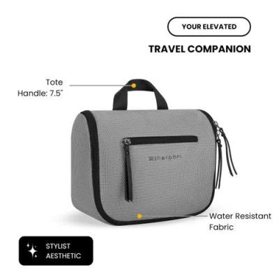Sherpani Co-pilot, Travel Toiletry Bag, Hanging Cosmetic Organizer, Water Resistant Makeup Bag, Show In Silver