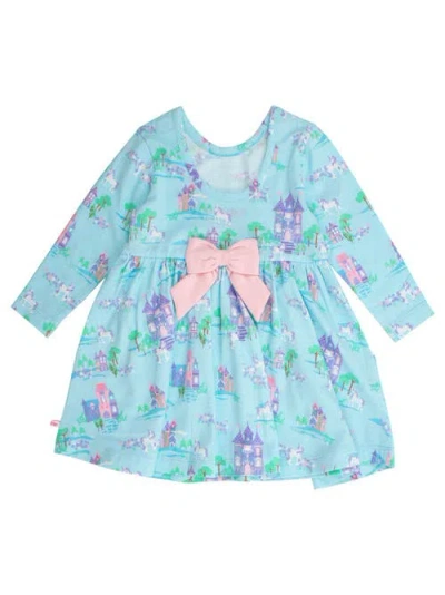 Rufflebutts Knit Long Sleeve Twirl Dress (little Kid)) In Blue