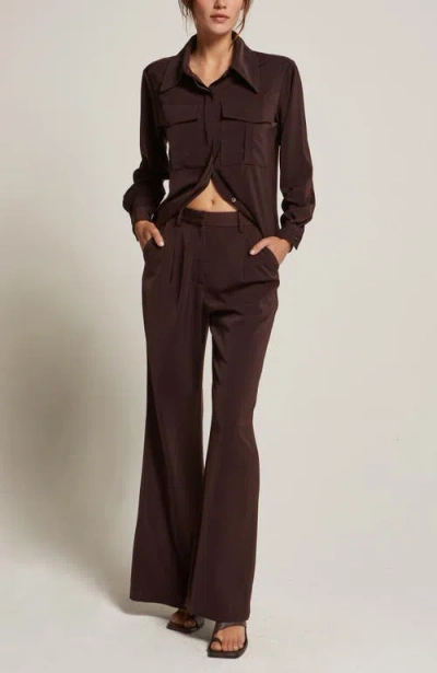 Crescent Cargo Button Up Shirt In Burgundy