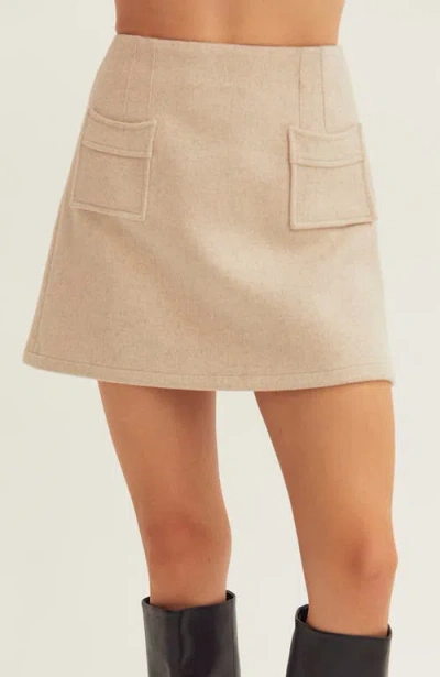 Crescent Wool Blend Mini Skirt In Neutral