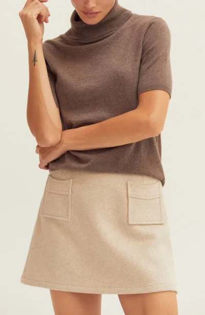 Crescent Wool Blend Mini Skirt In Neutral