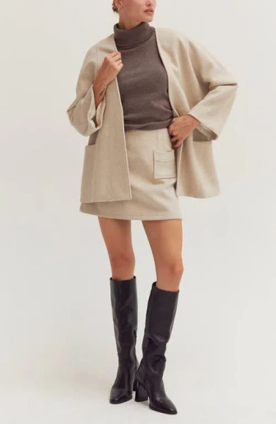 Crescent Wool Blend Mini Skirt In Neutral