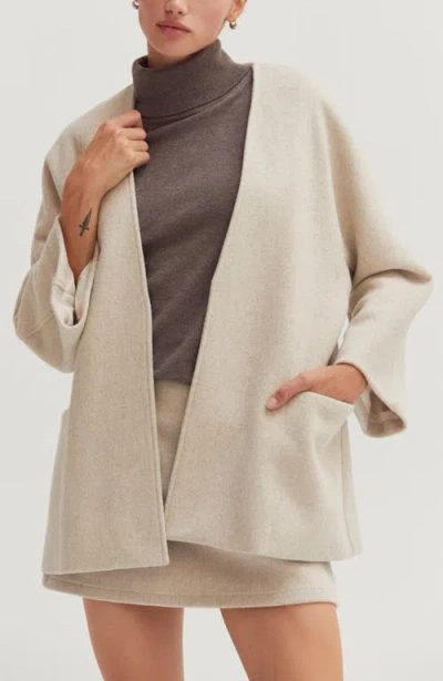 Crescent Open Front Wool Blend Jacket In Neutral