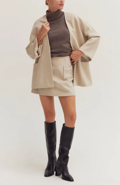 Crescent Open Front Wool Blend Jacket In Neutral