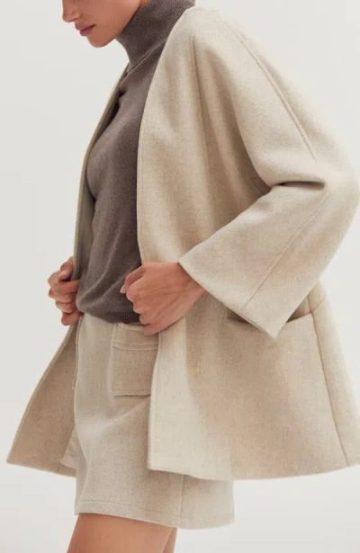 Crescent Open Front Wool Blend Jacket In Neutral