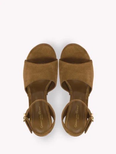 Gianvito Rossi Suede Ankle-strap Platform Sandals In Brown
