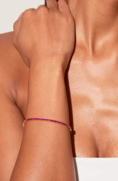 Aurate New York Red Ruby Baguette Tennis Bracelet In Yellow