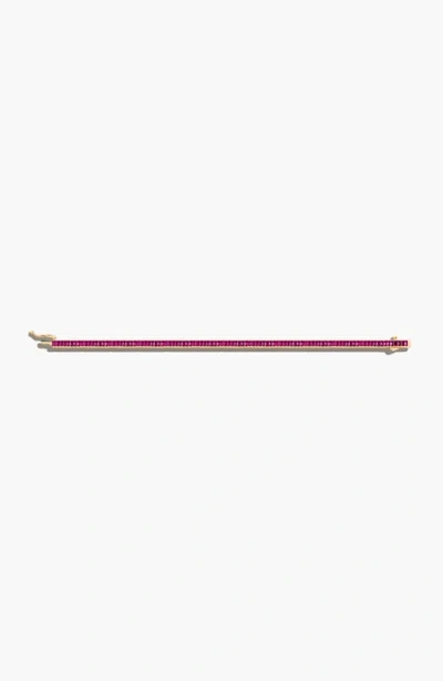 Aurate New York Red Ruby Baguette Tennis Bracelet In Yellow