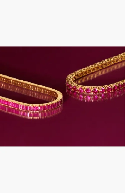 Aurate New York Red Ruby Baguette Tennis Bracelet In Yellow