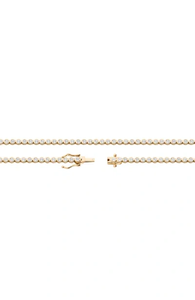 Aurate New York Lab Grown White Sapphire Bezel Tennis Necklace In Gold