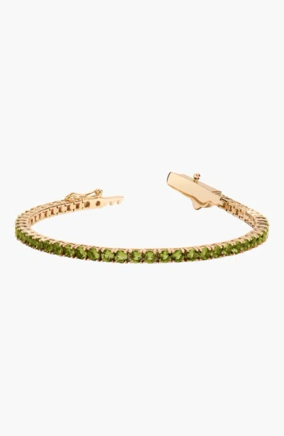 Aurate New York Lab Grown Green Peridot Tennis Bracelet In Yellow