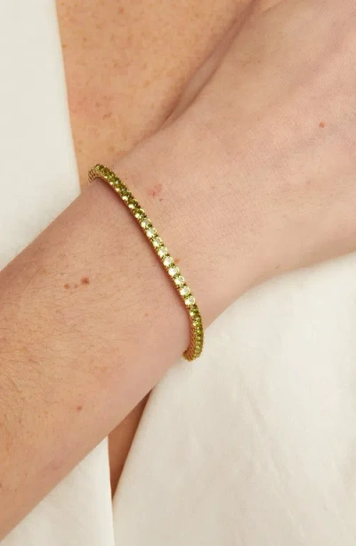 Aurate New York Lab Grown Green Peridot Tennis Bracelet In Yellow