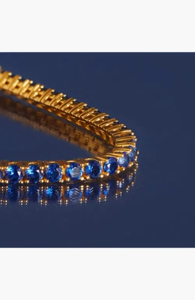 Aurate New York Lab Grown Blue Sapphire Tennis Necklace In Black