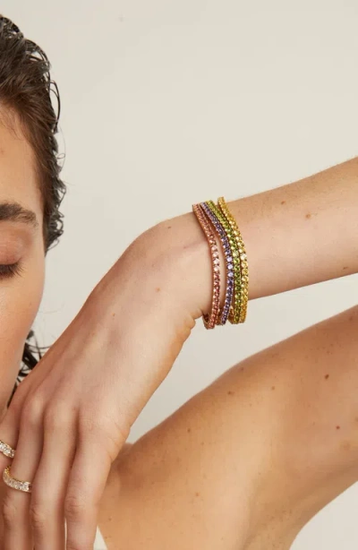 Aurate New York Lab Grown Green Peridot Tennis Bracelet In Yellow