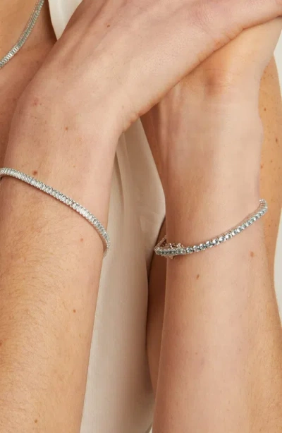 Aurate New York Lab Grown Blue Tourmaline Tennis Bracelet In Metallic