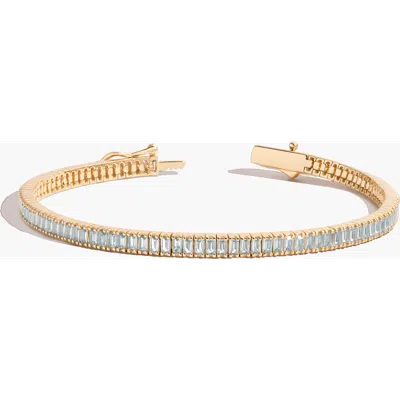 Aurate New York Lab Grown Aquamarine Baguette Tennis Bracelet In Gold