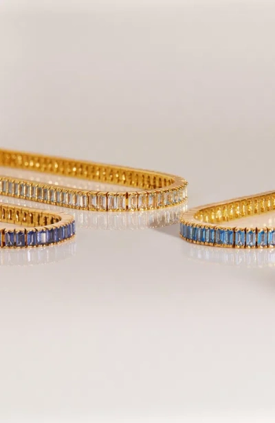 Aurate New York Lab Grown Aquamarine Baguette Tennis Bracelet In Gold