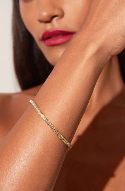 Aurate New York Lab Grown Aquamarine Baguette Tennis Bracelet In Gold