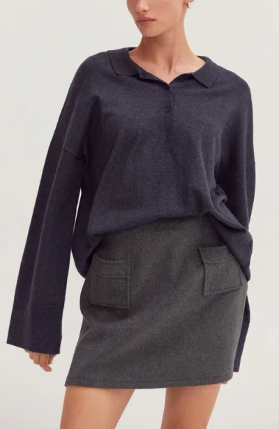 Crescent Wool Blend Mini Skirt In Gray