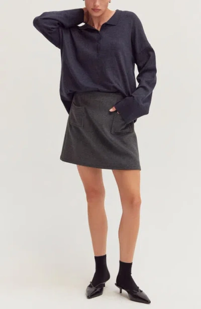 Crescent Wool Blend Mini Skirt In Gray