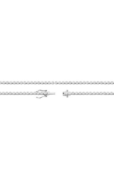 Aurate New York Lab Grown White Sapphire Bezel Tennis Necklace In Silver