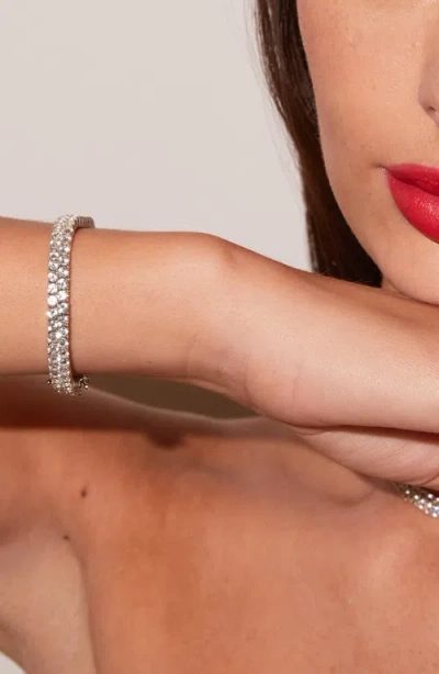 Aurate New York Lab Grown White Sapphire Double Row Tennis Bracelet In Metallic