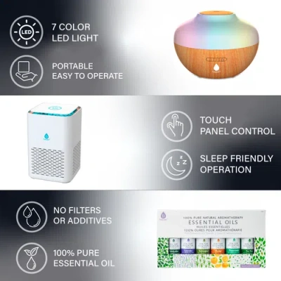 Pursonic Ultimate Wellness Bundle Air Purifier, Diffuser & Essential Oils Set In Multi