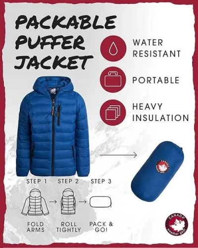 Canada Weather Gear Boys' Lightweight Packable Puffer Jacket In Blue