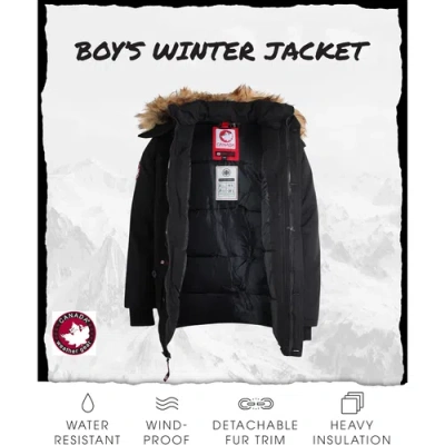 Canada Weather Gear Boys' Heavyweight Winter Ski Jacket In Black