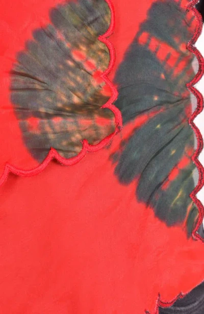 Raas Hyatt Hand Tie Dye Cutwork Scarf In Red