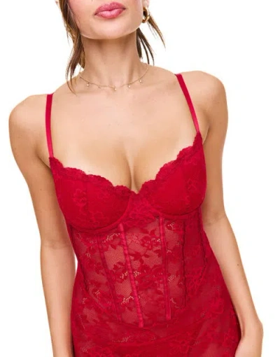 Adore Me Brielle Babydoll & G-string Set Lingerie In Red