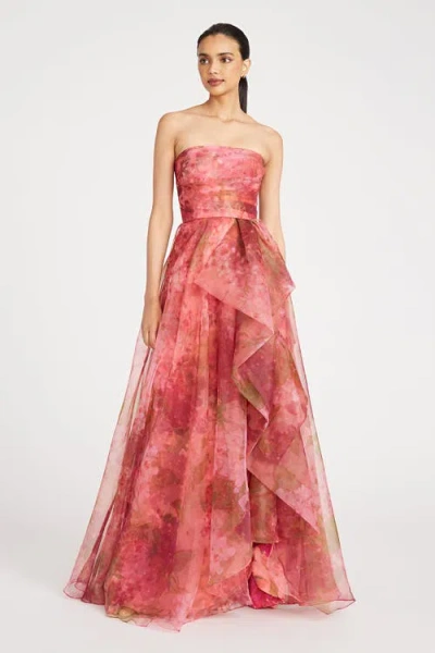 Theia Fahreta Strapless Gown In Pink