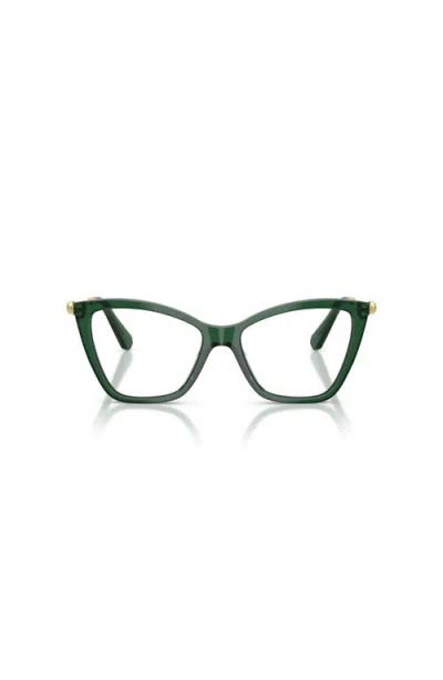 Swarovski 53mm Cat Eye Optical Glasses In Green