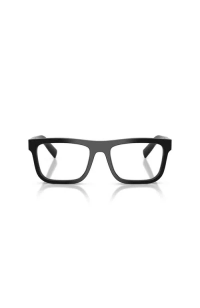 Prada 55mm Rectangle Optical Glasses In Black