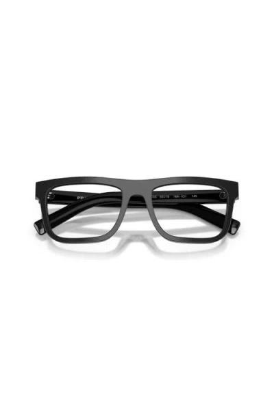 Prada 55mm Rectangle Optical Glasses In Black