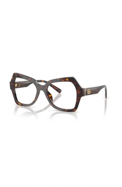 Dolce & Gabbana Dolce&gabbana 52mm Butterfly Optical Glasses In Brown