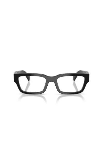 Prada 54mm Rectangle Optical Glasses In Black