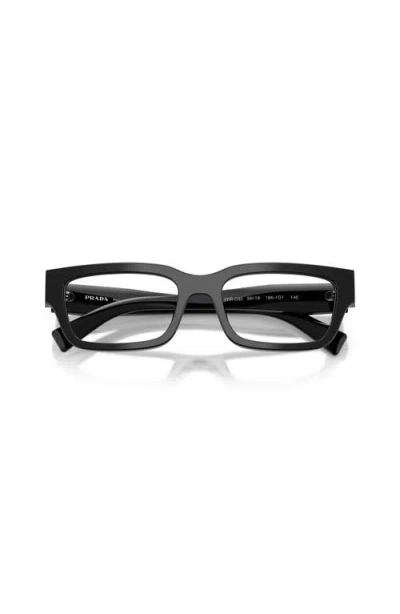 Prada 54mm Rectangle Optical Glasses In Black