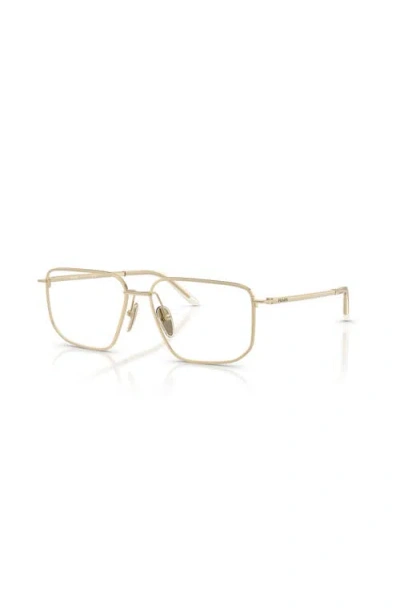 Prada 53mm Rectangle Optical Glasses In Gold
