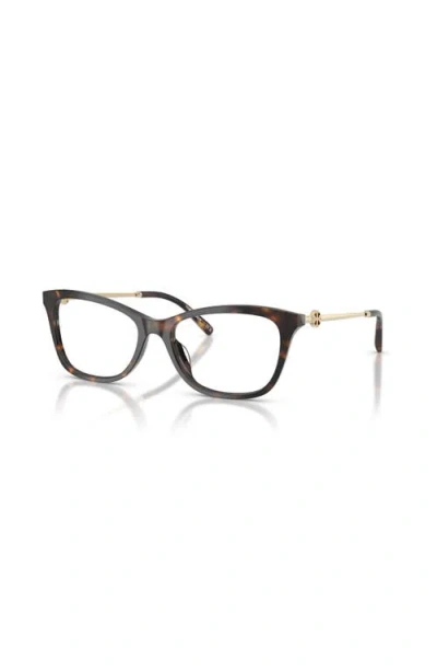 Tory Burch 53mm Square Optical Glasses In Brown