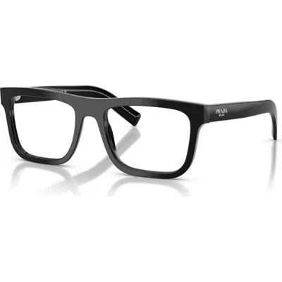 Prada 55mm Rectangle Optical Glasses In Black