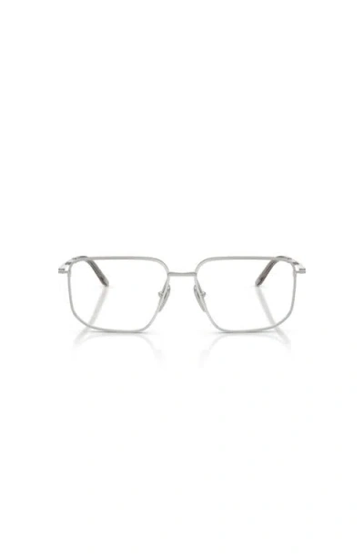 Prada 53mm Rectangle Optical Glasses In Silver