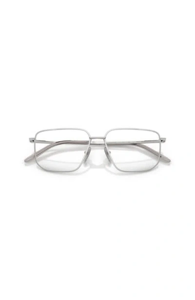 Prada 53mm Rectangle Optical Glasses In Silver
