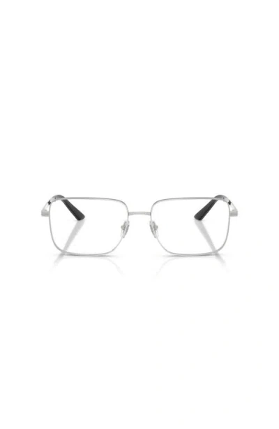 Versace 55mm Rectangle Optical Glasses In Silver