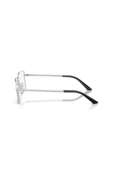 Versace 55mm Rectangle Optical Glasses In Silver